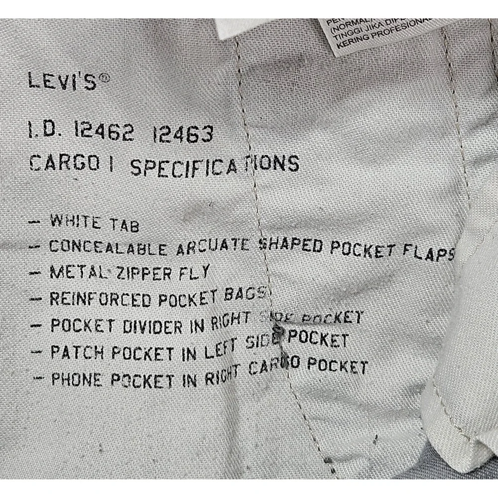 Levi's Ace Cargo Pants Men's Fits 32x29 Tag 32x32 Gray Camo White Tab Utility